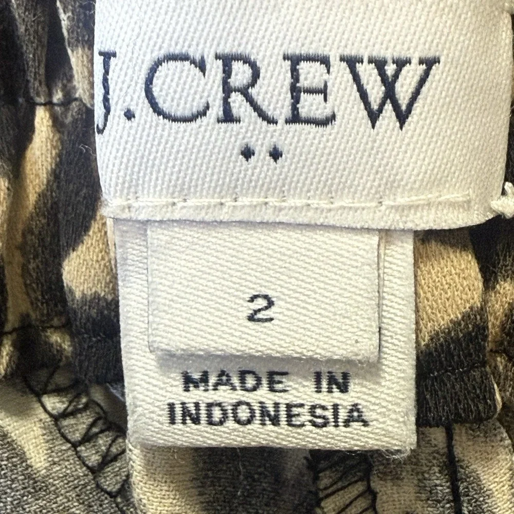J. Crew Trousers Womens Size 2‎ Animal Print Jamie Pants Elastic Waist Crepe